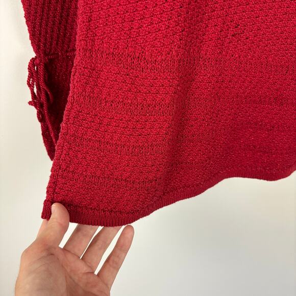 Style & Co. Red Metallic Sweater PM Medium Petite bell sleeve Y2K Holiday - Picture 4 of 8